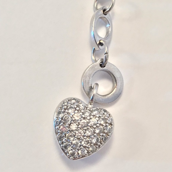 Diamond Simulated Platinum over Sterling Silver Heart Toggle Bracelet - Picture 2 of 5